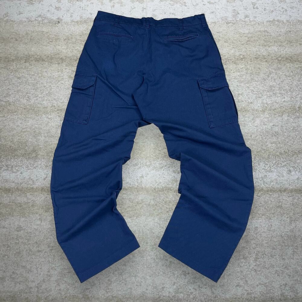 Vintage 90s Cargo Pants 34x32 Baggy Wide Leg Fit Navy Blue Work Wear